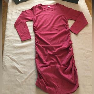 Burgundy Crew Neck Long Sleeve bodycon dress